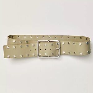 NWT Free People Hex Hip Leather Studded Belt in Matcha